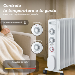 Radiador Eléctrico Grunkel de 2500W con 11 Elementos, Temporizador Programable, Elemento Calefactor, Calentador de Habitación - Product Image 4