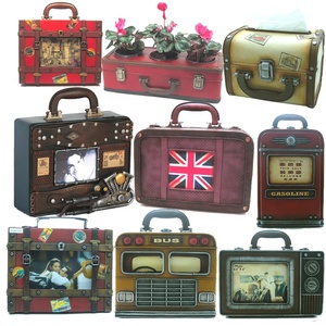 Ornement personnalisé en fer valise cadre Photo voiture Bus boîte à mouchoirs Pot de fleur horloge collection œuvres d'art <span class=keywords><strong>Vintage</strong></span> décoration de la maison - Product Image 1