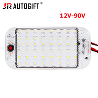 Lumière intérieure super lumineuse 48 LED, lampe de toit de voiture 12V-90V, éclairage LED de lecture pour voiture, plafonnier avec interrupteur pour fourgonnette, camion