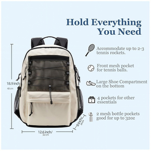 Bolsa de Raquetas Deportiva Multifuncional para Mujeres, Hombres y Jóvenes, Mochila de Tenis y Bádminton con 4 Compartimentos para Raquetas y Ganchos para Valla - Product Image 3