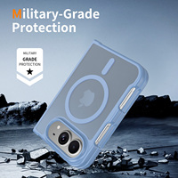 Coque Duo pour iPhone de haute qualité, bleu mat, antichoc, toucher doux, TPU PC hybride, coque magnétique pour téléphone portable, vente en gros