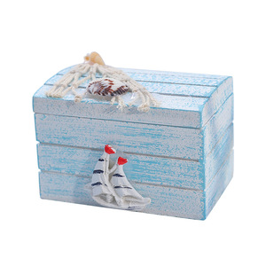 Caja de Joyería de Madera Azul Claro con Temática Oceánica, Estilo Mediterráneo, Decoración de Playa - Product Image 5