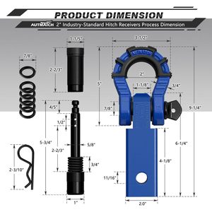 ตัวรับฮิทช์แบบ Autmatch Shackle Hitch ขนาด 2 นิ้ว พร้อมห่วง D ขนาด 3/4 นิ้ว และสลักล็อคขนาด 5/8 นิ้ว รับน้ำหนักได้ 68,000 ปอนด์ - Product Image 3