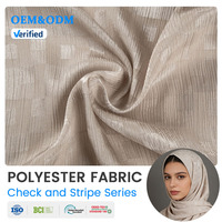 Tissu en mousseline de polyester 5501 OEM, à carreaux et rayures, antistatique et infroissable, pour foulards féminins et vêtements décontractés