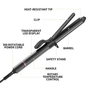 Bigoudi Baguette Professionnel 1 Pouce Céramique Double Tension avec Contrôle de Température <span class=keywords><strong>Rotatif</strong></span> et Écran LCD Transparent - Product Image 2