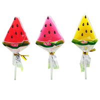 Sucettes aux fruits de pastèque personnalisées, prix d'usine, bonbons durs, collation, saveur fruitée colorée, emballés en sachet, en-cas chinois