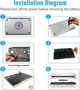 A1405 Batterie d'ordinateur portable pour 13 pouces A1466 (mi 2012 2013, début 2014, début 2015,2017) A1369 (fin 2010, mi 2011) A1496 A1405 A1377 - Product Image 5