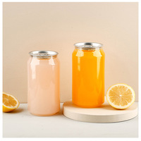 Nouvelle conception, sans BPA, transparent, PET, 250 ml, 330 ml, 375 ml, 500 ml, canettes pour jus, boissons énergisantes, boissons, emballage de soda avec anneau de traction