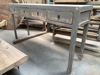 Table d'angle en bois rustique vieilli avec tiroirs peints à l'ancienne chinoise