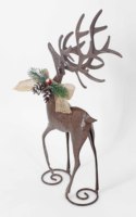 Décoration de Noël Animée Classique Fini Brillant, Renne en Fer, Figurine Artisanale d'Extérieur, Jouet, Marque YINGTU, 14x11.25 Pouces