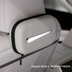 Boîte à mouchoirs de luxe pour voiture en cuir PVC avec sangle de suspension – Rangement pour console centrale, <span class=keywords><strong>accoudoir</strong></span> et dossier de siège – Accessoire intérieur - Product Image 3