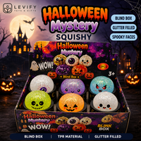 Boîte mystère de balles squishy Halloween en TPR anti-stress à presser, remplies de paillettes, pour apaiser et calmer les mains au quotidien