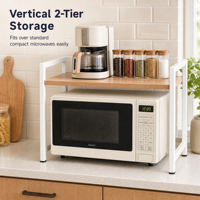 Étagère de rangement verticale à 2 niveaux pour micro-ondes, support de comptoir double couche en plastique peint, étagère de cuisine