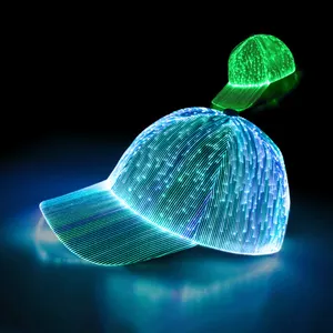 광학적인 남녀 공통 dj는 격찬 광섬유 LED 모자 LED 야구 모자 7 색깔 놀 모자를 불이 켜집니다
