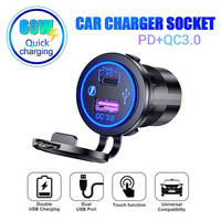 Prise de courant 12V USB C PD 36W & 18W QC3.0 pour voiture, étanche avec interrupteur, pour bateau, marine, bus