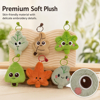 Porte-clés en peluche feuille de dessin animé mignon, pendentif en peluche feuille d'érable Kawaii avec clochette, breloque de sac en peluche multi-styles, cadeau