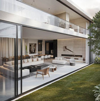 Porte coulissante moderne DEEZON à double vitrage en verre trempé, porte coulissante extérieure en aluminium pour balcon, écologique et durable