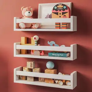 Fabrik preis Floating Nursery Bücherregale für Wand 4er Set White Wall Bücherregal für Kinderzimmer Kleines Holz Bücherregal