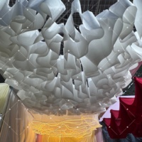 Décoration suspendue de plafond en papier texturé de luxe, style vague, pour restaurants, hôtels, mariages