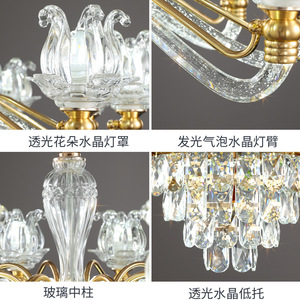 Lámpara de Techo de Cristal para Sala de Estar, Estilo Europeo, Redonda, con Múltiples Cabezales E27 LED, 15-30 - Product Image 5