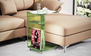 Mesa Auxiliar Acrílica Transparente con Ruedas Bloqueables, Mesa Auxiliar en Forma de <span class=keywords><strong>C</strong></span> para Sofá, Mesitas de Centro Pequeñas - Product Image 6