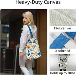 Sacs fourre-tout personnalisés en coton biologique 12 oz, sacs de courses en toile écologiques et recyclables, impression de logo personnalisée, pour la vie quotidienne - Product Image 2