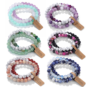 Pulsera de Cuentas de Piedra Natural Mixta de 8mm, Elástica, Venta al por Mayor, Cristal Curativo, Unisex, Regalo Personalizable - Product Image 1