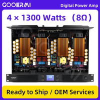 GK1300 1300 Watt Amplifier Daya Digital Kelas D 4-Kanal 1U Rak Mount 8Ω PA Amplifier dengan Layar untuk Speaker Panggung DJ