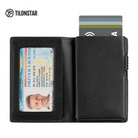 Porte-cartes de visite intelligent TVC318 en cuir microfibre anti-RFID, avec système pop-up, en aluminium, personnalisable, très demandé