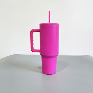 Lot de 25 gobelets isothermes en acier inoxydable à double paroi, couleur mate brillante, 40 oz, vierges pour sublimation, avec couvercle plat et poignée, H3.0 - Product Image 2