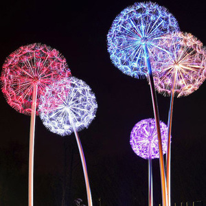 เสาไฟสวนรูปดอกแดนดิไลออนโลหะ ไฟ LED 2700K แสงวอร์มไวท์ IP66 AC 220V แบบติดตั้งถาวร พร้อมเซ็นเซอร์ตรวจจับความเคลื่อนไหวกลางแจ้ง ใช้พลังงานแสงอาทิตย์ ปรับความสว่างได้ - Product Image 5