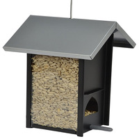 Mangeoire à oiseaux suspendue JH-Mech en forme de maison, design contemporain, idéale pour les oiseaux de petite et moyenne taille, mangeoire à oiseaux en acier pour jardin, extérieur