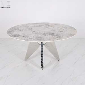 Wholesale <strong>Mid</strong> <strong>century</strong> Luxury Modern French Small 4 Seater Sintered Stone Top Round <strong>Dining</strong> <strong>Table</strong> Set 4 <strong>Chairs</strong> - Product Image 3