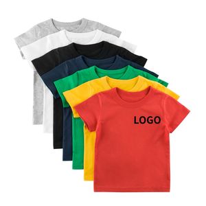 T-shirts d'été personnalisables avec logo pour enfants, filles et garçons, en coton respirant, à manches courtes et col rond, pour enfants et adolescents - Product Image 1