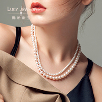 Collier de perles Edison de style vintage, 7-7,5 mm, plaqué or 18 carats, perles d'eau douce rondes blanches naturelles de qualité AAAA, pour femmes