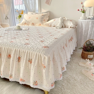 Accogliente gonna da letto 3 pezzi con stampa floreale trapuntata a molla - Product Image 4