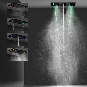 Mới nhất Matte đen trần phòng tắm Led <span class=keywords><strong>Shower</strong></span> Head Set tĩnh nhiệt Mist Spray lượng mưa Thác vòi hoa sen vòi - Product Image 1