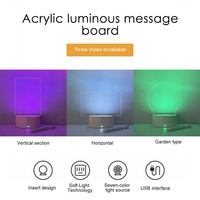 Tableau de notes en acrylique LED 3D veilleuse avec base de lampe noire 7 couleurs modifiables blanc acrylique effaçable écrire lampe cadeau de noël