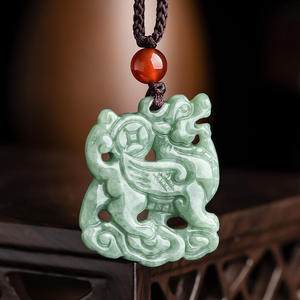 จี้หยกธรรมชาติแท้รูปคีริน สำหรับผู้ชายและผู้หญิง หยกขายส่ง DW37 - Product Image 1