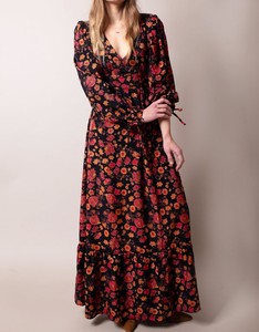 Nueva venta caliente playa Casual para mujer con cuello en V y manga larga vestido Maxi - Product Image 1