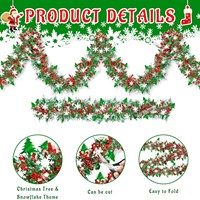 Guirlande de Noël en tinsel, best-seller, flocons de neige blancs, guirlande pour arbre de Noël, matériau PET, 2m