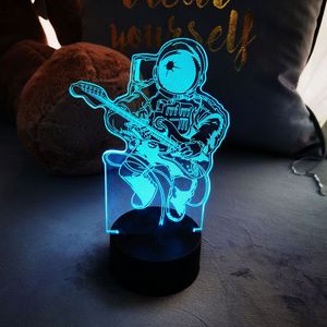 אור לילה מודרני 3D הוביל אור לילה עם מרחוק 16 צבעים אסטרונאוט לנגן גיטרה - Product Image 3
