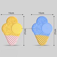 Tapis à lécher pour chien 21 cm, pour l'été, en silicone, type crème glacée, avec ventouses et raclette, pour une friandise rafraîchissante à conserver au congélateur