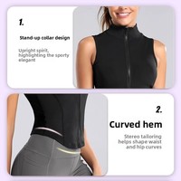 Haut de sport sans manches avec fermeture éclair sur le devant pour femme, gilet de sport, tenue de yoga à manches courtes, t-shirt moulant et sexy