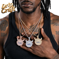 Liontin Jam Unik Hip Hop, Emas, Perak, Rose Gold, Kalung Niche Hip Hop, Bertabur Berlian, Rantai Kuba, Modis dan Mewah