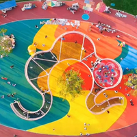Structure de jeu en filet arc-en-ciel personnalisée pour l'extérieur, équipement de terrain de jeu en filet de cordes commercial pour les enfants, parc Ropecube