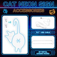 Enseigne néon LED mignonne en forme de chat Neonawall, lumière murale à intensité variable alimentée par USB pour chambre à coucher, animalerie, café et décoration commerciale de fêtes