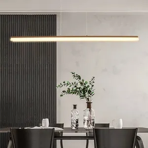 Светодиодная люстра черного/кофейного/золотого цвета, современный простой длинный подвесной светильник для кабинета, столовой, офиса, бара, ресторана, декоративный подвесной светильник