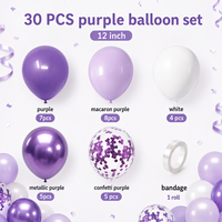 30 Pcs Set Balon Ungu Harga Grosir Konfeti Chrome Warna Macaron Dekorasi Pesta Wisuda Kembali ke Sekolah Kartu Balon