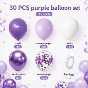 Set de 30 <span class=keywords><strong>Globos</strong></span> Morados, Precio al por Mayor, Confeti Cromado, Color Macaron, Decoración para Graduación, Regreso a Clases, Fiesta, Globo con Tarjeta - Product Image 2